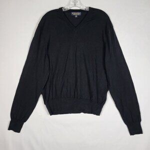 Brooks Brothers Brookstech Merino Sweater Men's‎ Large Black Merino Wool Preppy